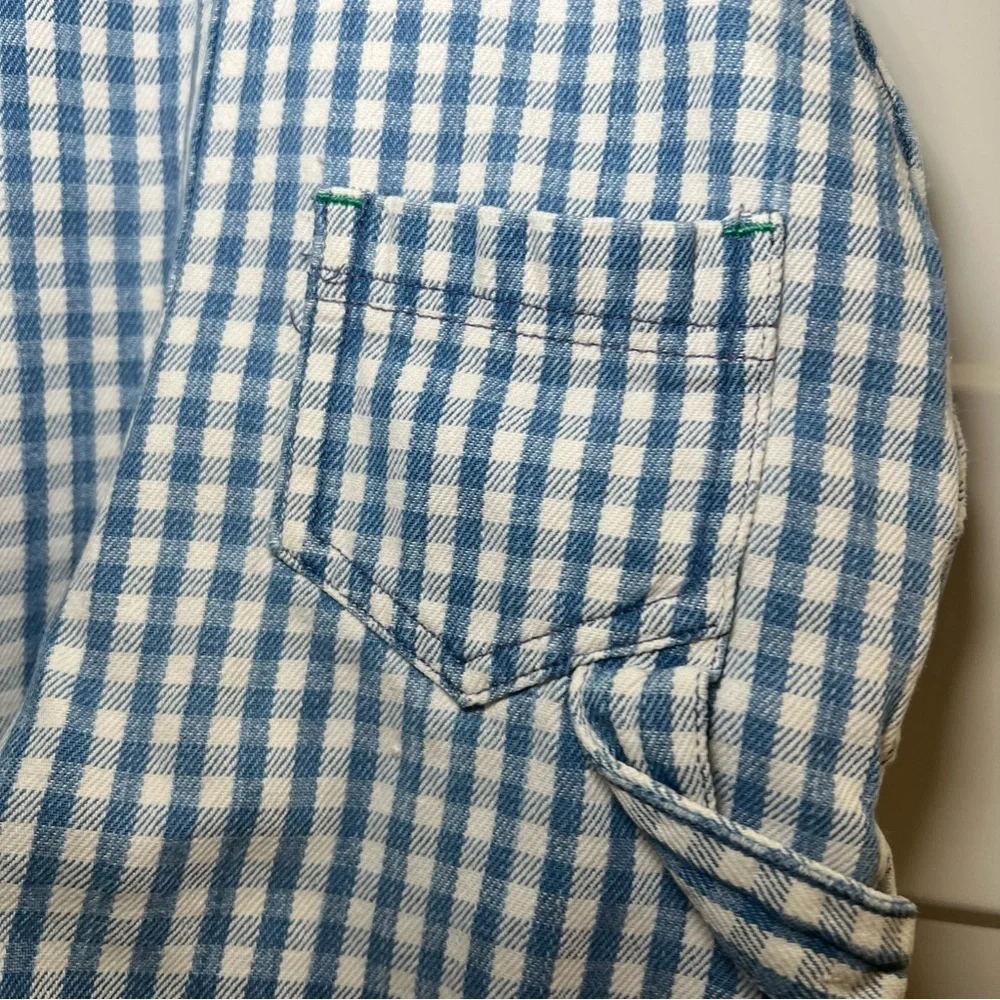 Gymboree Vintage 2T-3T Small 1970 Sports Blue/White Check Shortalls Baseball